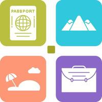 pasaporte y montaña icono vector