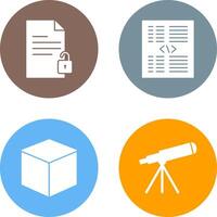 unlock document and piece of code Icon vector