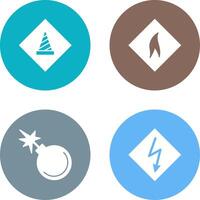 under construction and flammable material Icon vector