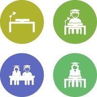 study desk and studying on desk Icon vector