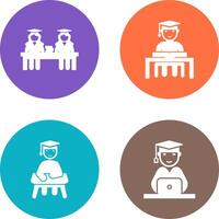 Combined Study and Studying on Desk Icon vector