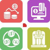 dinero pérdida y en línea pago icono vector