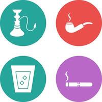 hookah and lit smoking pipe Icon vector