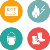 exit and electricity fire Icon vector