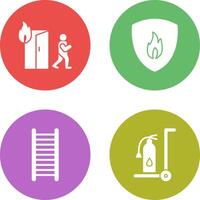 running from fire and fire shield Icon vector