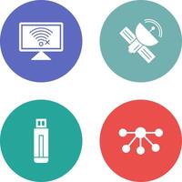 Disconnected Network and Satellite Icon vector