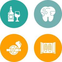 vino y caries icono vector