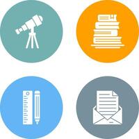 Telescope and BooksSnack and Money Icon vector