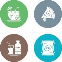 Pizza Slice and Coconut Drink Icon vector