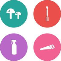 Mushrooms and Gardening Fork Icon vector