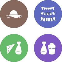 Garlands and Woman Hat Icon vector