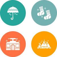 Umbrella and Winter Socks Icon vector