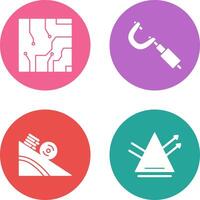 Electrical circuit and Micrometer Icon vector