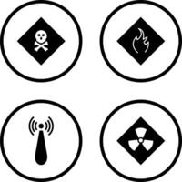 poisonous gas and Danger of flame Icon vector