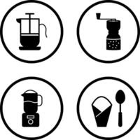 french press and coffee grinder Icon vector