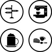 letrero y café máquina icono vector