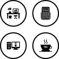 Office Desk and Calculator Icon vector