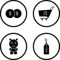 coins and unlock cart Icon vector