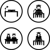 study desk and studying on desk Icon vector