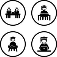 Combined Study and Studying on Desk Icon vector
