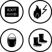 exit and electricity fire Icon vector