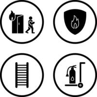 running from fire and fire shield Icon vector