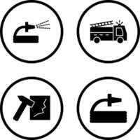 spraying water and fire truck Icon vector