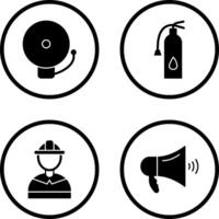 alarm and fire extinguisher Icon vector