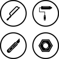 Hacksaw and Paint Roller Icon vector