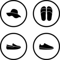 sombrero y zapatillas icono vector