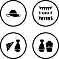 Garlands and Woman Hat Icon vector