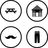 Picnic of Table and Wood Cabin Icon vector