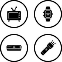 televisión y inteligente reloj icono vector