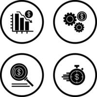 Chart Down and Settings Icon vector