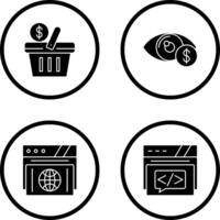 compras cesta y ojo icono vector