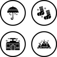 Umbrella and Winter Socks Icon vector