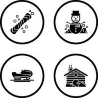 tabla de snowboard y monigote de nieve icono vector