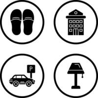 zapatillas y hotel icono vector