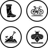 lluvia botas y ciclismo icono vector