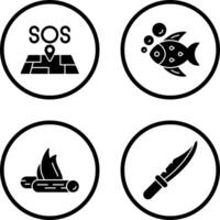 Sos and Fish Icon vector