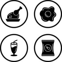 Chicken leg and Fried egg Icon vector