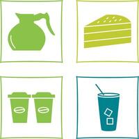 cake slice and coffee pot Icon vector