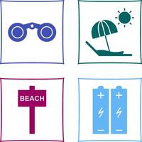 Binoculars and beach Icon vector