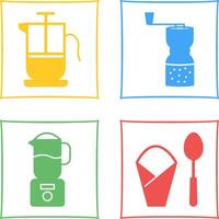 french press and coffee grinder Icon vector