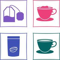 tea bag and creamy coffee Icon vector