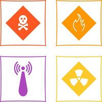 poisonous gas and Danger of flame Icon vector