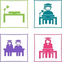 study desk and studying on desk Icon vector