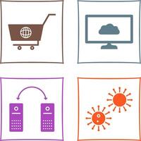 global compras y nube sistema icono vector