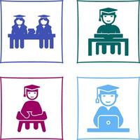 Combined Study and Studying on Desk Icon vector