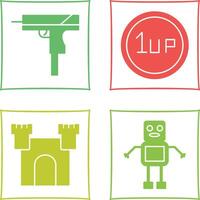 Gun and 1UP Icon vector